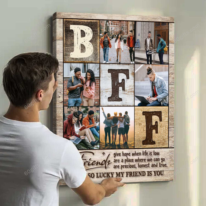 Merry Christmas & Happy New Year Custom Inspirational & Motivational Wall Art Unique Best Friend Gifts, Best Friend Photos Collage - Personalized Canvas Print Home Decor