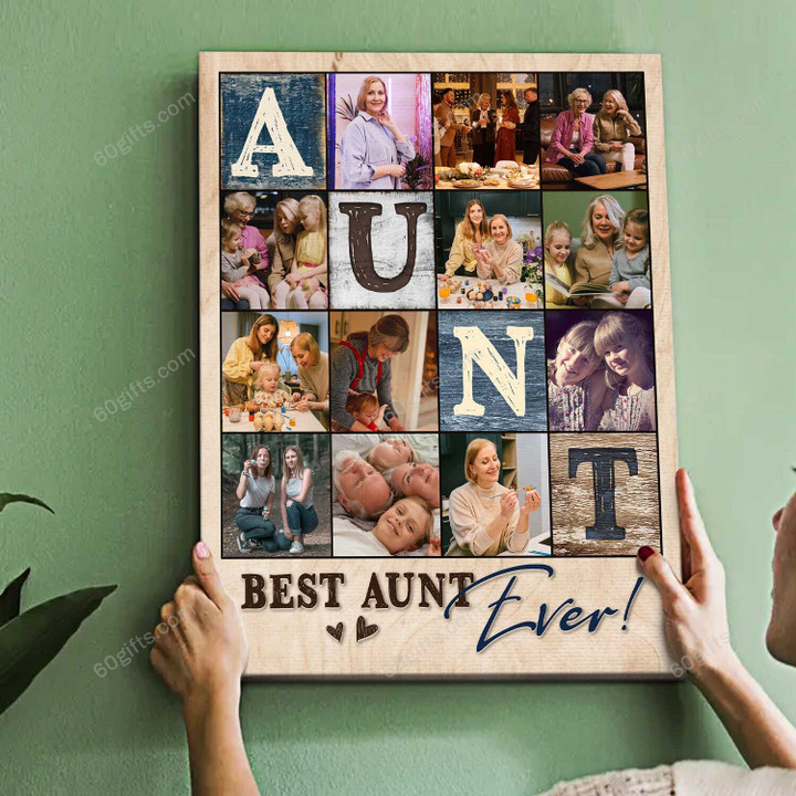 Merry Christmas & Happy New Year Custom Inspirational & Motivational Wall Art Unique Best Aunt Gifts, Best Aunt Photos Collage - Personalized Canvas Print Home Decor