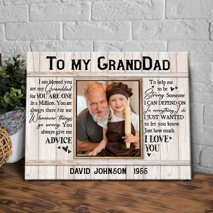 Merry Christmas & Happy New Year Custom Inspirational & Motivational Wall Art Unique Grandpa Photo Gifts From Grandkids - Personalized Canvas Print Home Decor