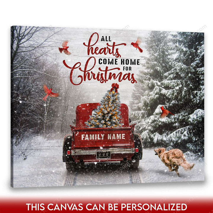Merry Christmas & Happy New Year Custom Inspirational & Motivational Art Unique Gift For Farmers With Old Pickup Truck - Personalized Canvas Print Home Decor
