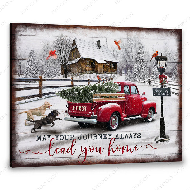 Merry Christmas & Happy New Year Custom Inspirational & Motivational Art Unique Gifts For Farmers With Pickup Truck - Personalized Canvas Print Home Decor