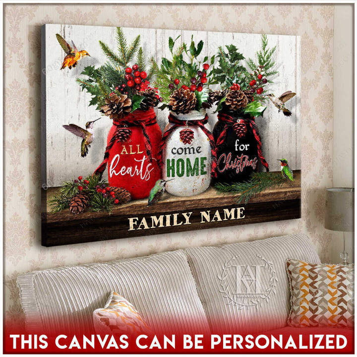 Merry Christmas & Happy New Year Custom Inspirational & Motivational Art Unique Mason Jars - Personalized Canvas Print Home Decor
