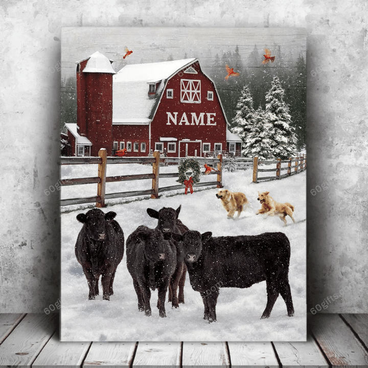Merry Christmas & Happy New Year Custom Inspirational & Motivational Art Unique Gift Farm Animals - Personalized Canvas Print Home Decor