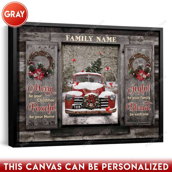 Merry Christmas & Happy New Year Custom Inspirational & Motivational Art Unique Gift For Farmers With Pickup Truck - Personalized Canvas Print Home Decor