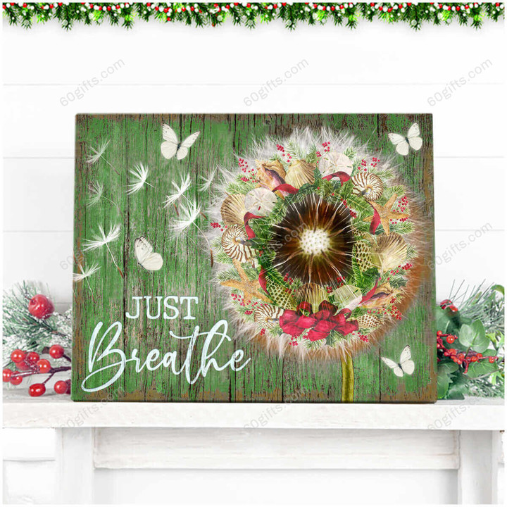 Merry Christmas & Happy New Year Inspirational & Motivational Art Unique Gifts Dandelion & Butterflies Just Breathe - Canvas Print Home Decor