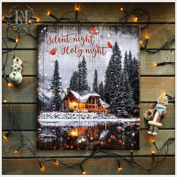 Merry Christmas & Happy New Year Inspirational & Motivational Art Unique Gorgeous Winter Night With Beloved Carol Silent Night - Canvas Print Home Decor