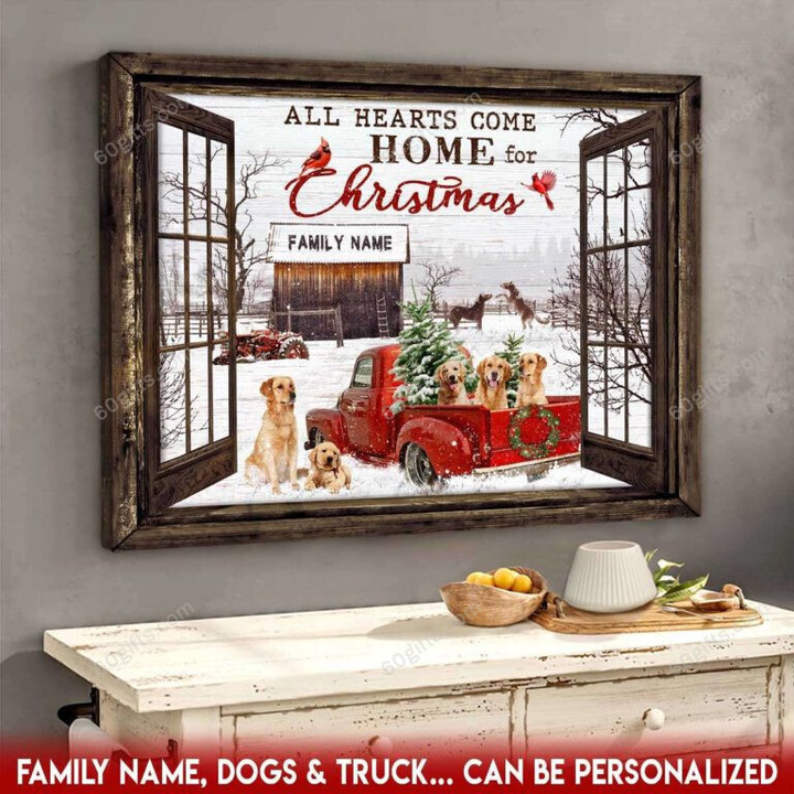 Merry Christmas & Happy New Year Custom Inspirational & Motivational Art Unique Country Scene All Hearts Come Home - Personalized Canvas Print Home Decor