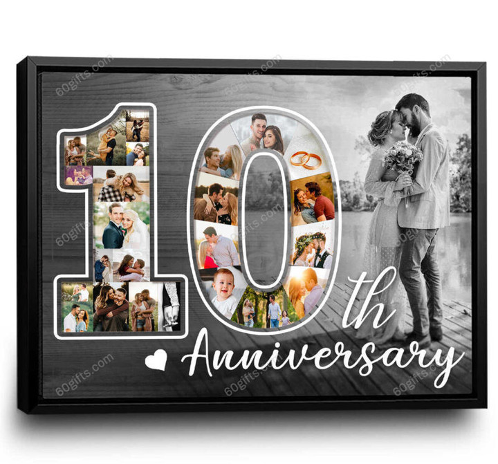 Merry Christmas & Happy New Year Custom Inspirational & Motivational Art Unique 20th Anniversary Wedding Photo Collage - Personalized Canvas Print Home Decor