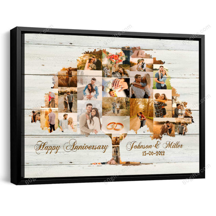 Merry Christmas & Happy New Year Custom Inspirational & Motivational Art Unique Family Tree 50th Years Anniversary Wedding Photo Collage - Personalized Canvas Print Home Decor