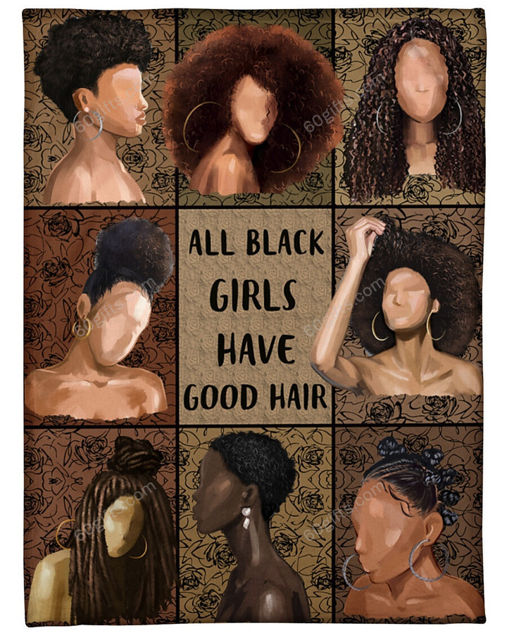 Merry Christmas & Happy New Year African American All Black Girls Have Good Hair Black Lives Matter Fleece Blanket