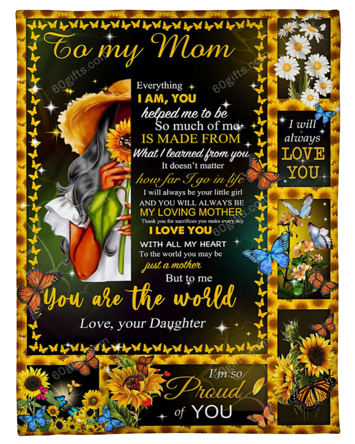 Merry Christmas & Happy New Year African American Everything I Am Sunflower Daughter To Mom Fleece Blanket