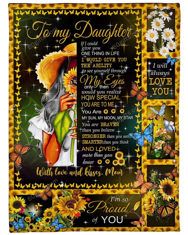 Merry Christmas & Happy New Year African American If I Could Give You Mom To Daughter Sunflower Fleece Blanket