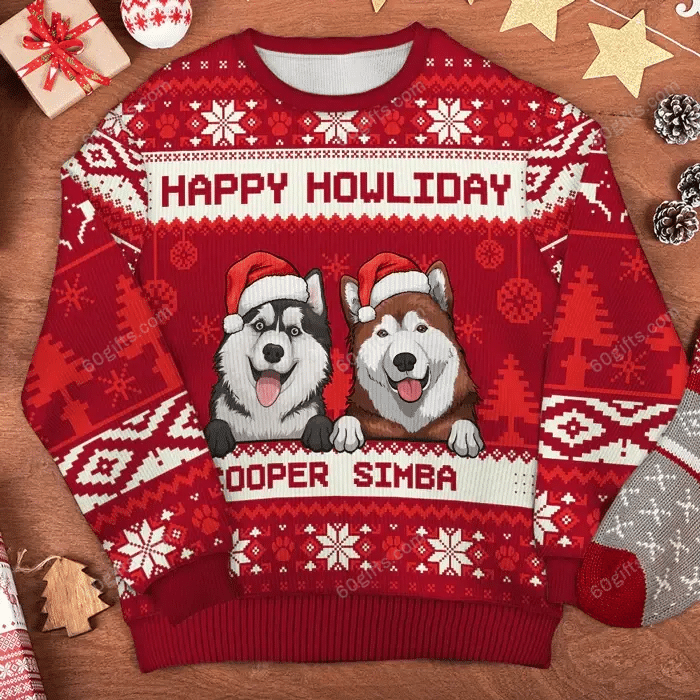 Merry Christmas & Happy New Year Custom 3d Ugly Christmas Sweatshirt Dogs Happy Pet Lovers Personalized Aparel All Over Print