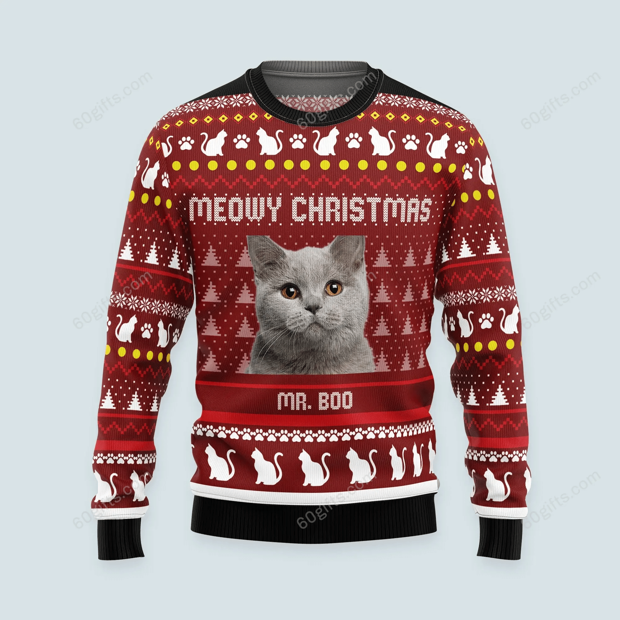Merry Christmas & Happy New Year Custom 3d Ugly Christmas Sweatshirt Meowy Pet Lovers Personalized Aparel All Over Print