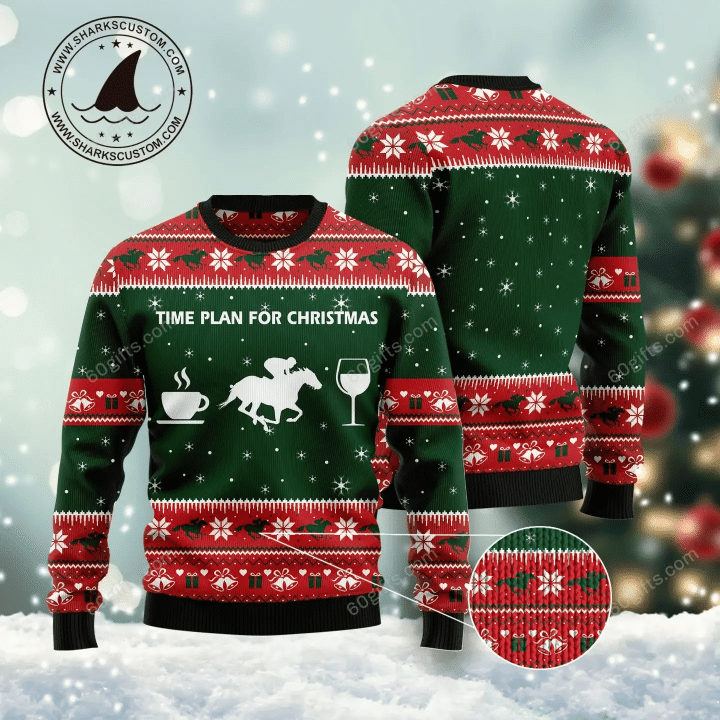 Merry Christmas & Happy New Year 3d Ugly Christmas Sweatshirt Time Plan For Christmas Horse Racing Aparel All Over Print