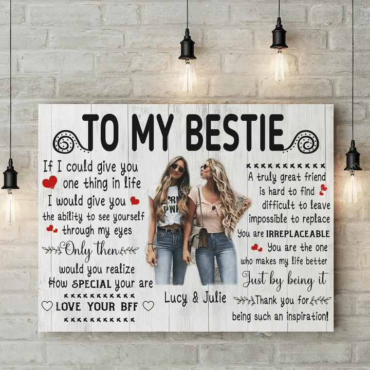 Merry Christmas & Happy New Year Custom Inspirational & Motivational Art Unique Best Friend Gift, To My Bestie - Personalized Canvas Print Home Decor