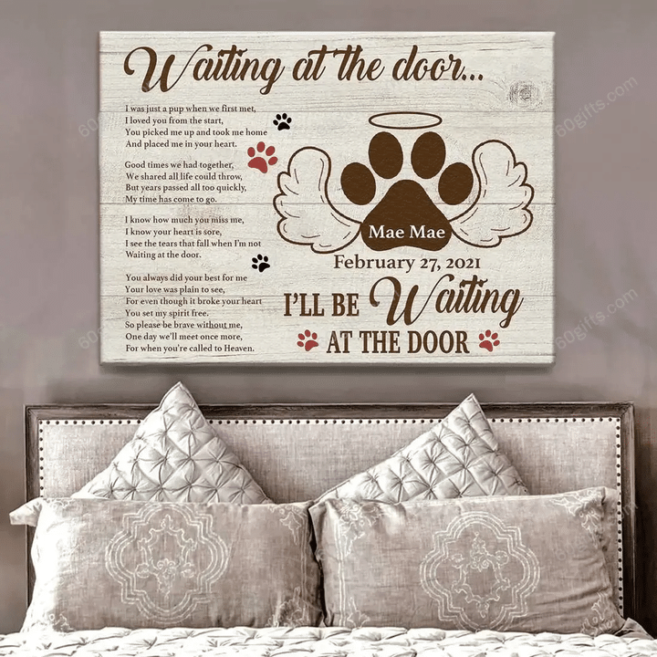 Merry Christmas & Happy New Year Custom Inspirational & Motivational Art Unique Waiting At The Door Dog - Personalized Canvas Print Home Decor