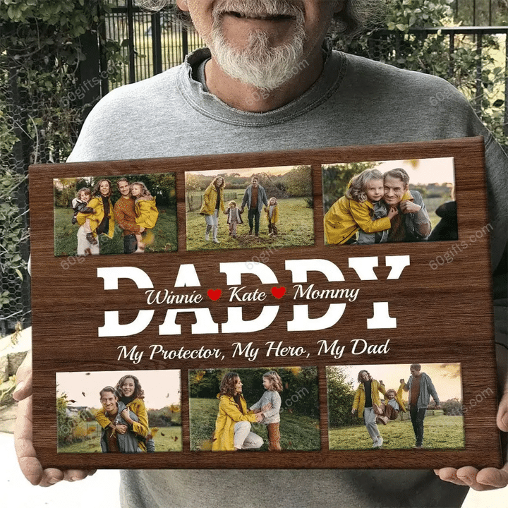 Merry Christmas & Happy New Year Custom Inspirational & Motivational Art Unique Best Gift For Dad Father's Day Birthday Collage Photo - Personalized Canvas Print Home Decor
