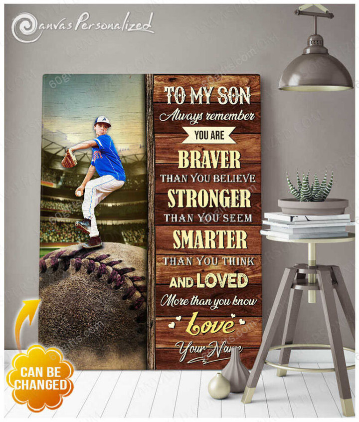 Merry Christmas & Happy New Year Custom Inspirational & Motivational Art Unique Baseball Gifts To My Son - Personalized Canvas Print Home Decor