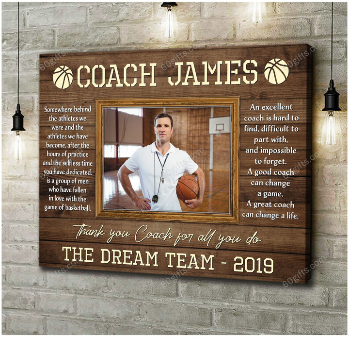Merry Christmas & Happy New Year Custom Inspirational & Motivational Art Unique Thank You Gift For Basketball Coach - Personalized Canvas Print Home Decor