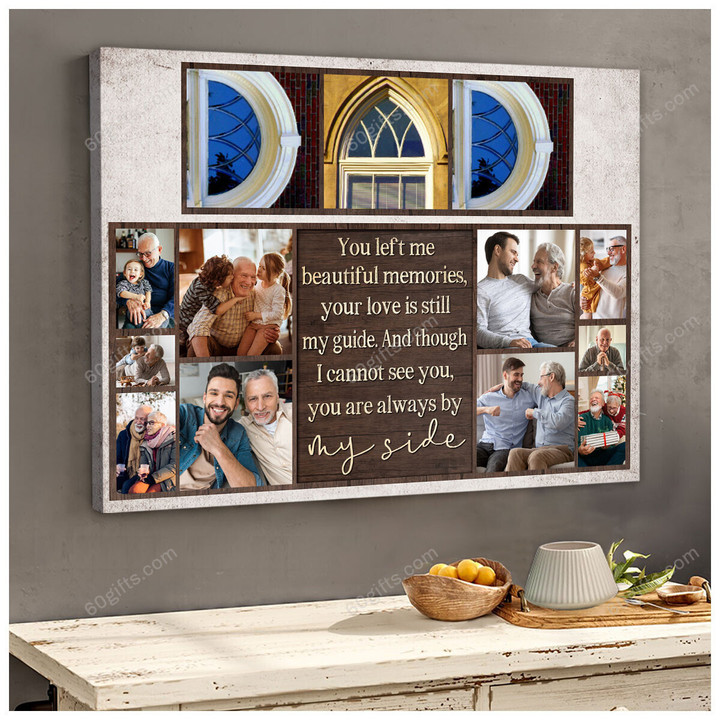 Merry Christmas & Happy New Year Custom Inspirational & Motivational Art Unique Heaven In Memory Of My Dad Photo Collage - Personalized Canvas Print Home Decor