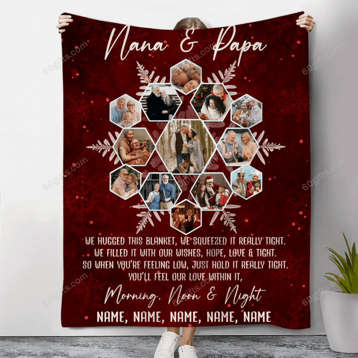 Merry Christmas & Happy New Year Best Gift Snowflake Photo Collage Personalized Fleece Blanket