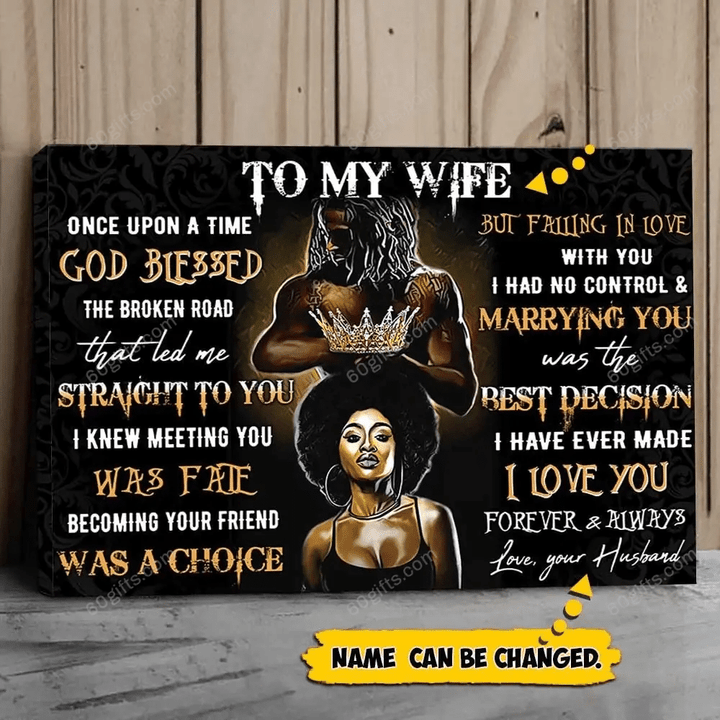 Merry Christmas & Happy New Year Custom Inspirational & Motivational Art Unique Black King And Queen Husband To Wife Gift For Anniversary - Personalized Canvas Print Home Decor
