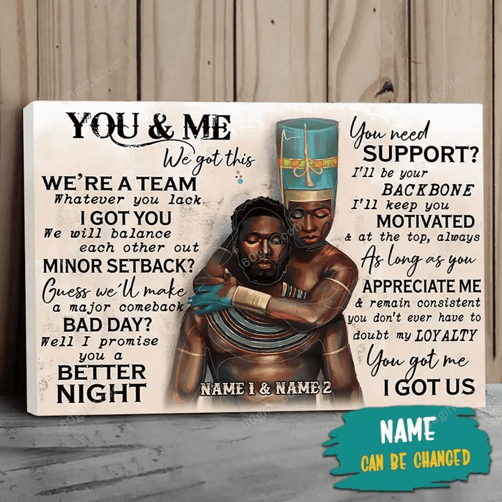 Merry Christmas & Happy New Year Custom Inspirational & Motivational Art Unique Black King And Queen You And Me Gift For Couples Lover - Personalized Canvas Print Home Decor