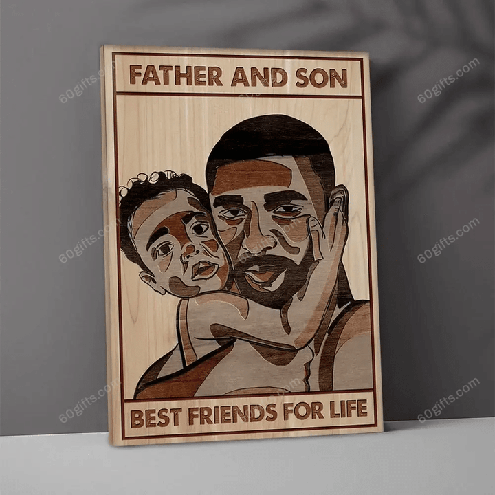 Merry Christmas & Happy New Year Custom Inspirational & Motivational Art Unique Father And Son Best Friends For Life Father's Day Gift - Personalized Canvas Print Home Decor