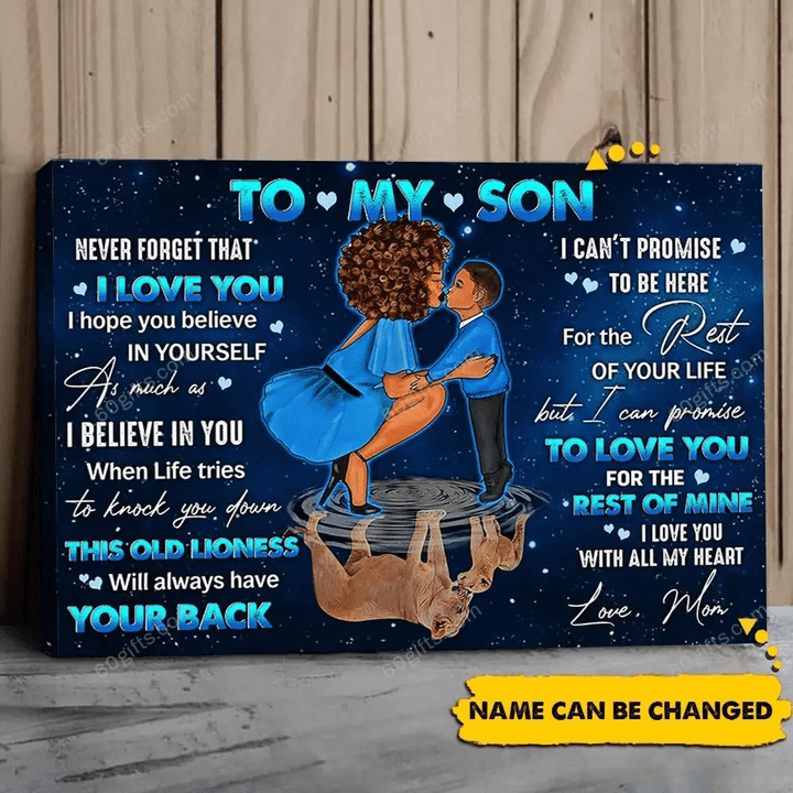 Merry Christmas & Happy New Year Custom Inspirational & Motivational Art Unique Black Mom To Son - Personalized Canvas Print Home Decor