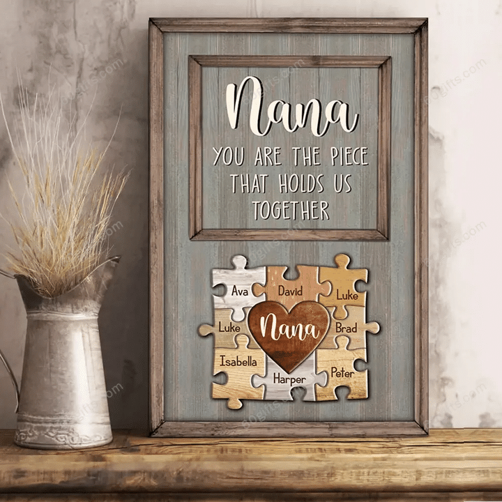 Merry Christmas & Happy New Year Custom Inspirational & Motivational Art Unique Nana Puzzle - Personalized Canvas Print Home Decor