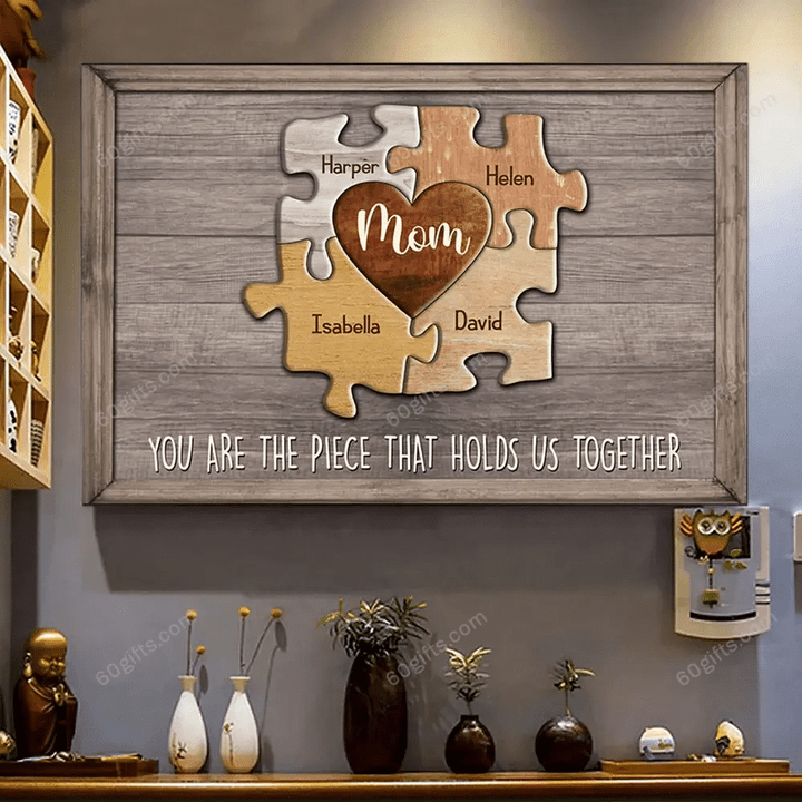 Merry Christmas & Happy New Year Custom Inspirational & Motivational Art Unique Puzzle Mom You Are The Piece - Personalized Canvas Print Home Decor