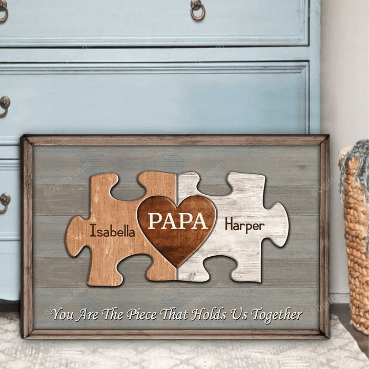 Merry Christmas & Happy New Year Custom Inspirational & Motivational Art Unique Puzzle Papa You Are The Piece - Personalized Canvas Print Home Decor