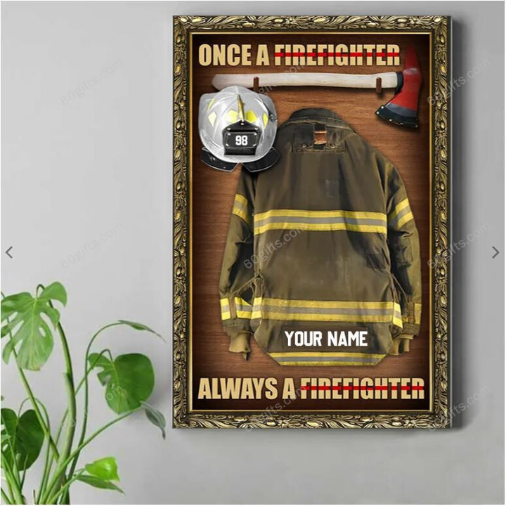 Merry Christmas & Happy New Year Custom Inspirational & Motivational Art Unique Firefighter Armor Clothes And Helmet - Personalized Canvas Print Home Decor
