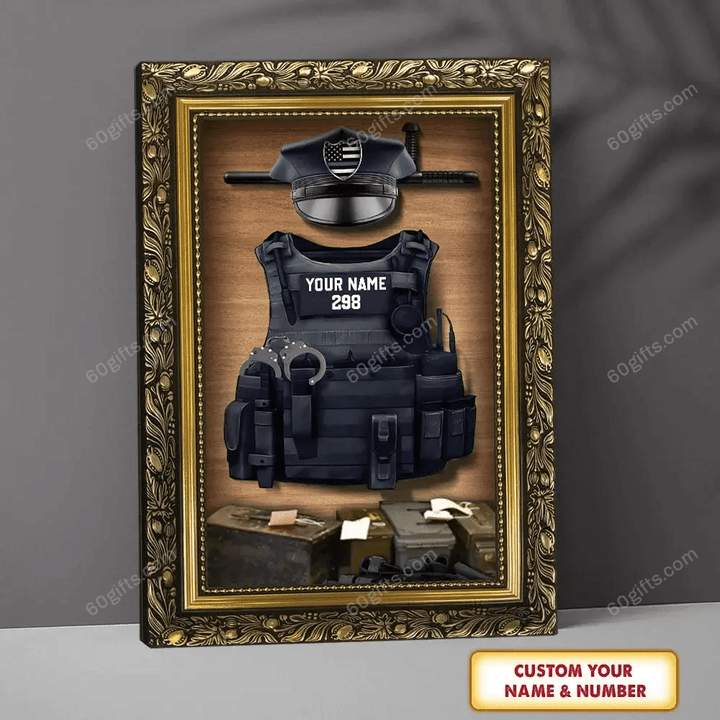 Merry Christmas & Happy New Year Custom Inspirational & Motivational Art Unique Police Bulletproof Vest - Personalized Canvas Print Home Decor