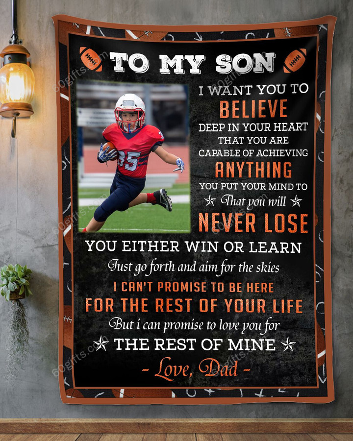 Merry Christmas & Happy New Year Custom Football For Son Gift To My Son Personalized Fleece Blanket