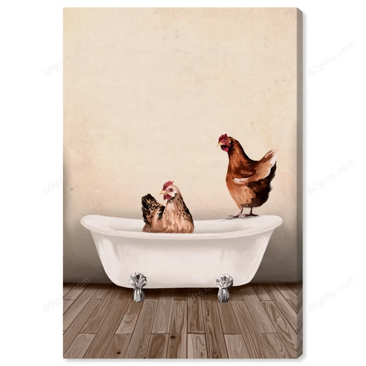 Merry Christmas & Happy New Year Inspirational & Motivational Art Unique Bath And Laundry Rustic Chicken - Bathroom Canvas Print Home Decor