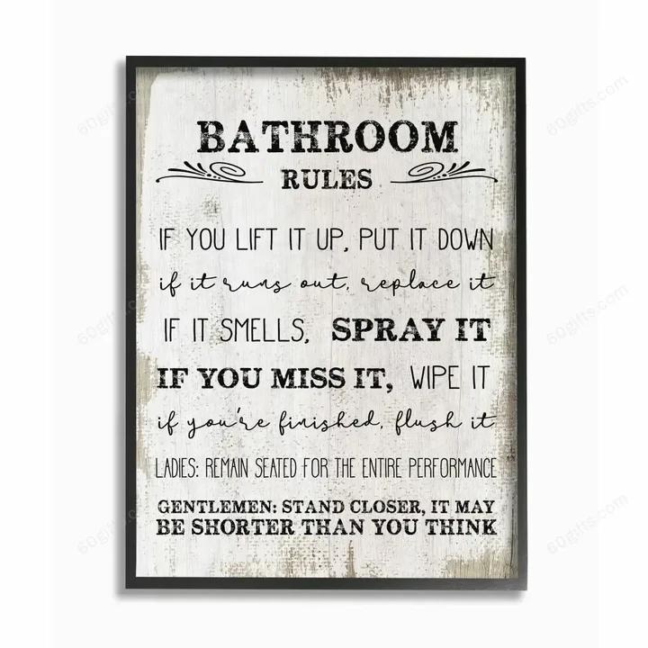 Merry Christmas & Happy New Year Inspirational & Motivational Art Unique Bathroom Rules Funny Word - Bathroom Canvas Print Home Decor