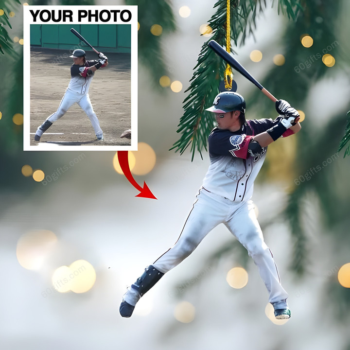 Custom Baseball Player Image Ornament - Christmas Gift For Family, Gift For Man & Women