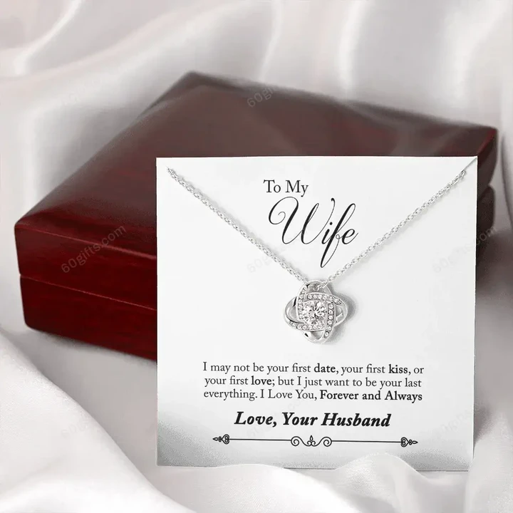 Valentine's Day Gift 2023, Anniversary Gift, Gift To My Wife From Husband - First Day Love Knot Necklace
