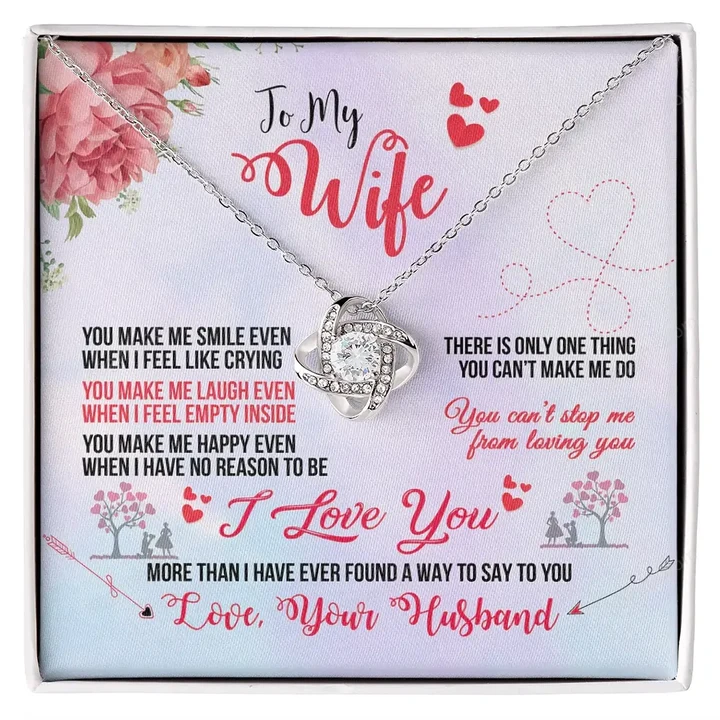 Valentine's Day Gift 2023, Anniversary Gift, Gift To My Wife From Husband - You Make Me Smile Love Knot Necklace