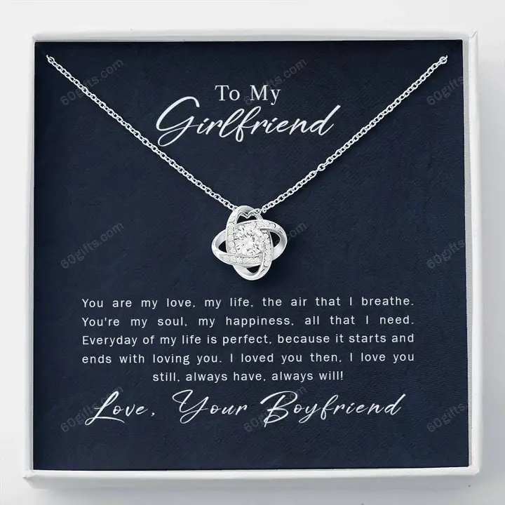 Valentine's Day Gift 2023, Anniversary Gift, Gift To My Girlfriend, Necklace For Girlfriend, Gift For Girlfriend Birthday - You Are My Love, My Life Love Knot Necklace