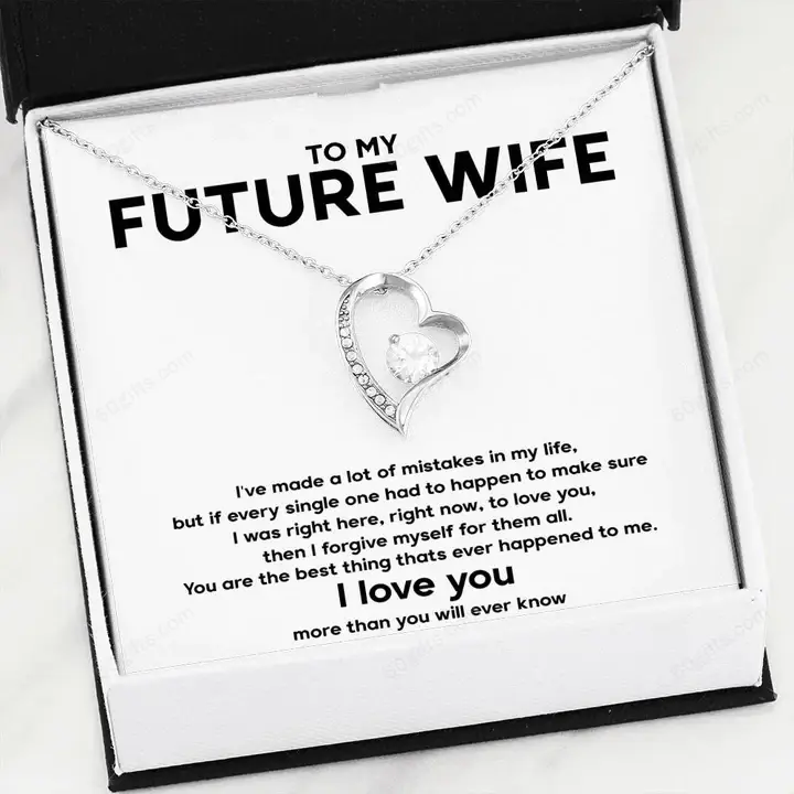 Valentine's Day Gift 2023, Anniversary Gift, Gift To My Future Wife , Necklace For Wife, Gift For Wife Birthday -I Love You Heart Necklace