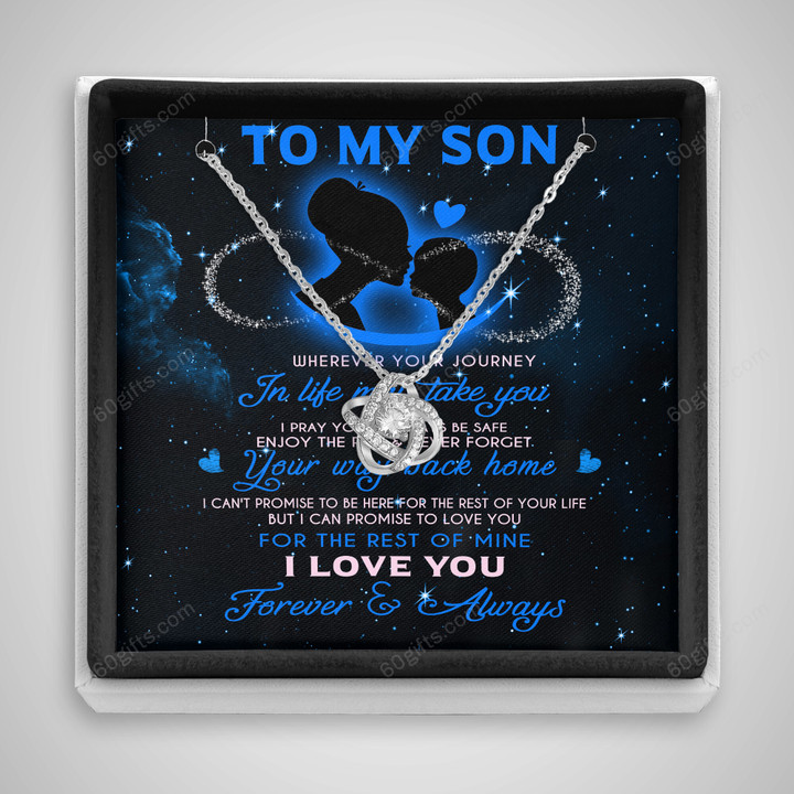 Happy Birthday Gifts 2023 Love Knot Necklace With Meaning Message Card, Best Gift Ideas To My Son Whenever Your Journey