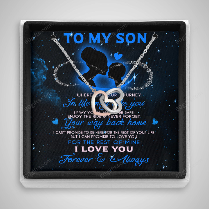 Happy Birthday Gifts 2023 Double Heart Necklace With Meaning Message Card, Best Gift Ideas To My Son Whenever Your Journey