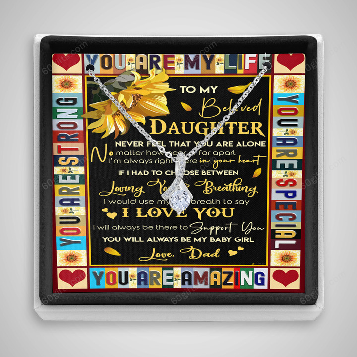 Happy Birthday Gifts 2023 Alluring Beauty Necklace With Meaning Message Card, Best Gift Ideas To My Beloved Daughter Never Feel That