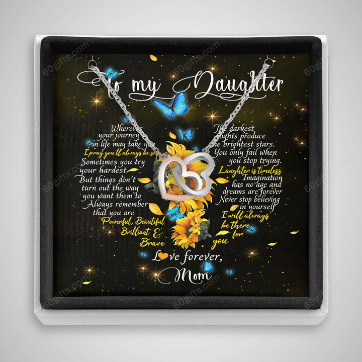 Happy Birthday Gifts 2023 Double Heart Necklace With Meaning Message Card, Best Gift Ideas To My Daughter From Mom Your Journey