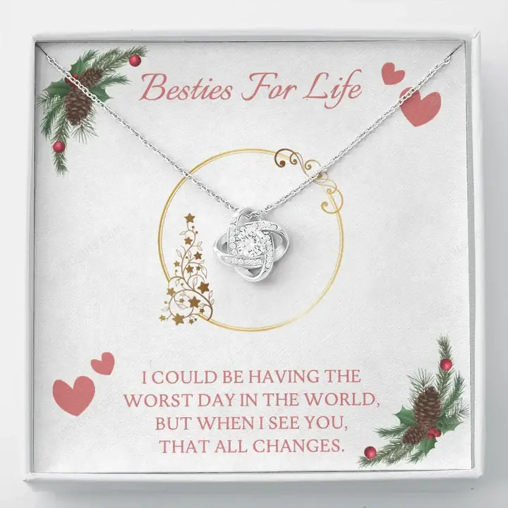 Happy Birthday Gifts 2023 Love Knot Necklace With Meaning Message Card, Best Gift Ideas To Besties For Life