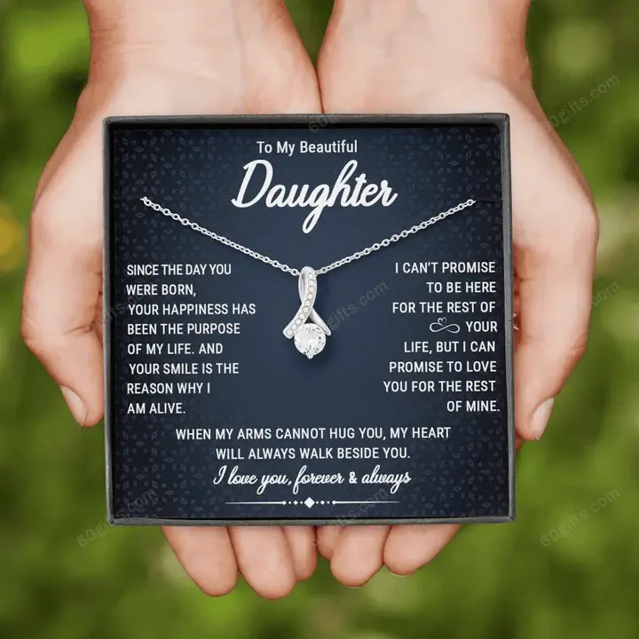 Happy Birthday Gifts 2023 Alluring Beauty Necklace With Meaning Message Card, Best Gift Ideas To My Beautiful Daughter - Walk Beside You