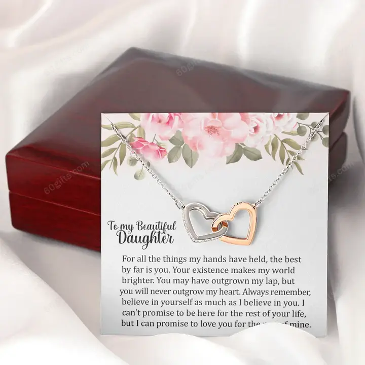 Happy Birthday Gifts 2023 Double Heart Necklace With Meaning Message Card, Best Gift Ideas To My Beautiful Daughter - Your Existence